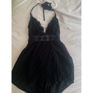 Forever 21 Black Lace Halter Romper